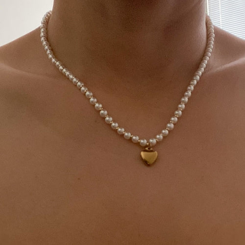 Collier Cœur en Perles et Or – Bijou Femme Élégant et Romantique
