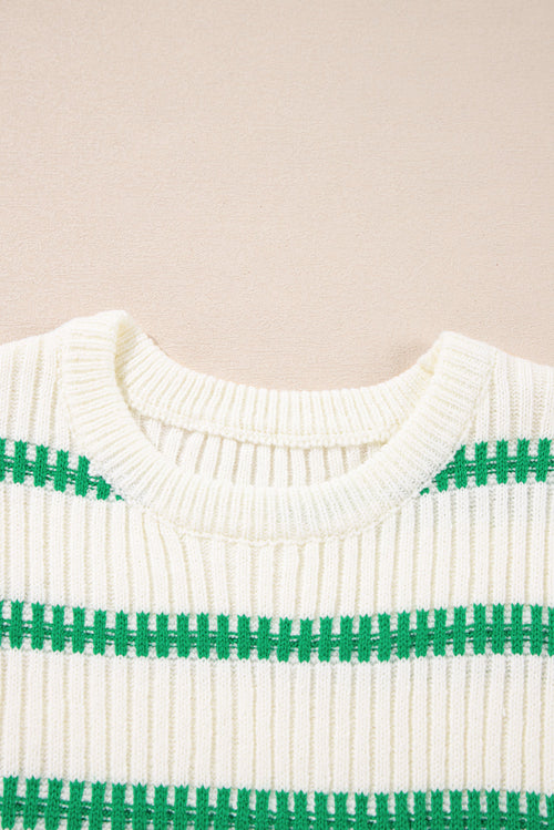Gilet Sans Manches Rayures Vert Vif – Tricot Côtelé Femme S à XL