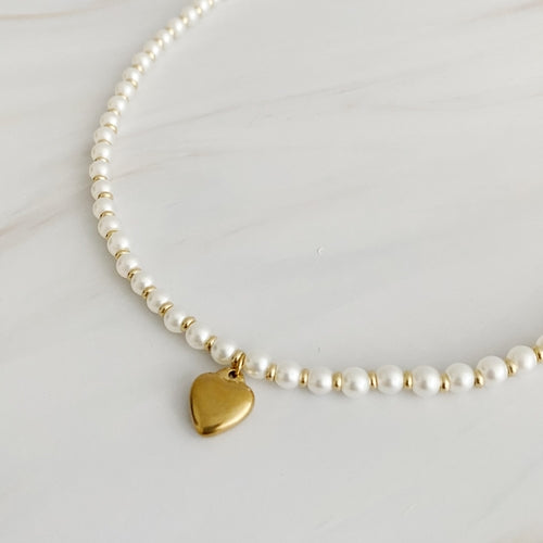 Collier Cœur en Perles et Or – Bijou Femme Élégant et Romantique