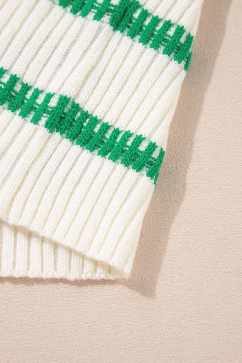 Gilet Sans Manches Rayures Vert Vif – Tricot Côtelé Femme S à XL