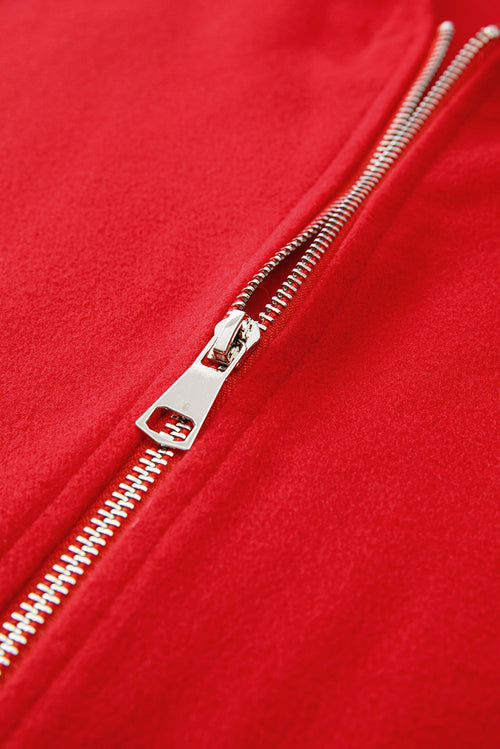 Manteau Cardigan à Capuche Zippé LUNELUX™ – Rouge Vif Femme S à 3XL