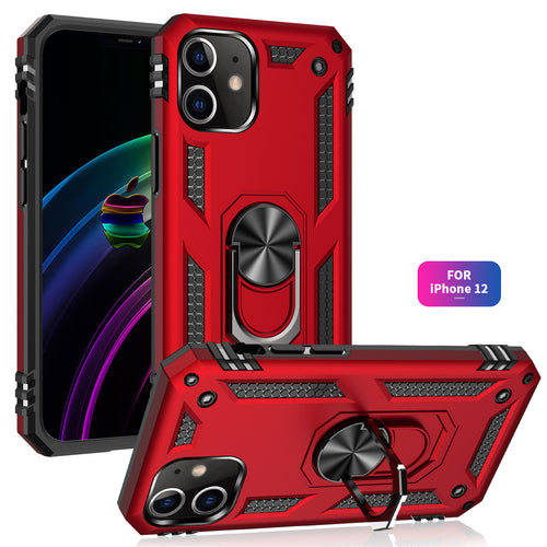 Coque iPhone 12 Mini avec Anneau Support 360° et Plaque Métallique Magnétique