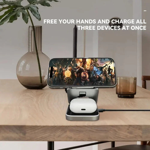 Foldable 3-in-1 Wireless Charging Phone Stand