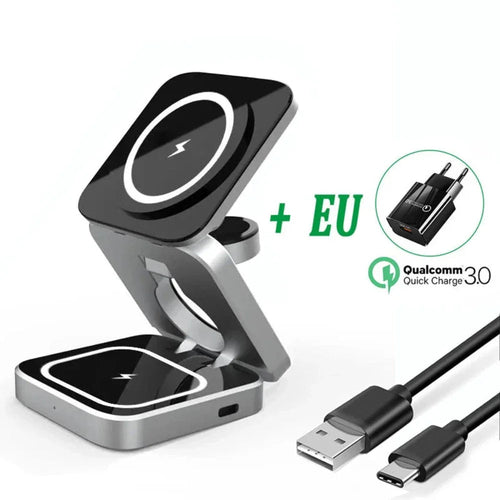 Foldable 3-in-1 Wireless Charging Phone Stand