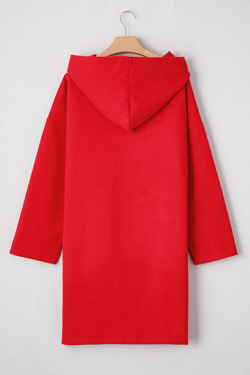 Manteau Cardigan à Capuche Zippé LUNELUX™ – Rouge Vif Femme S à 3XL