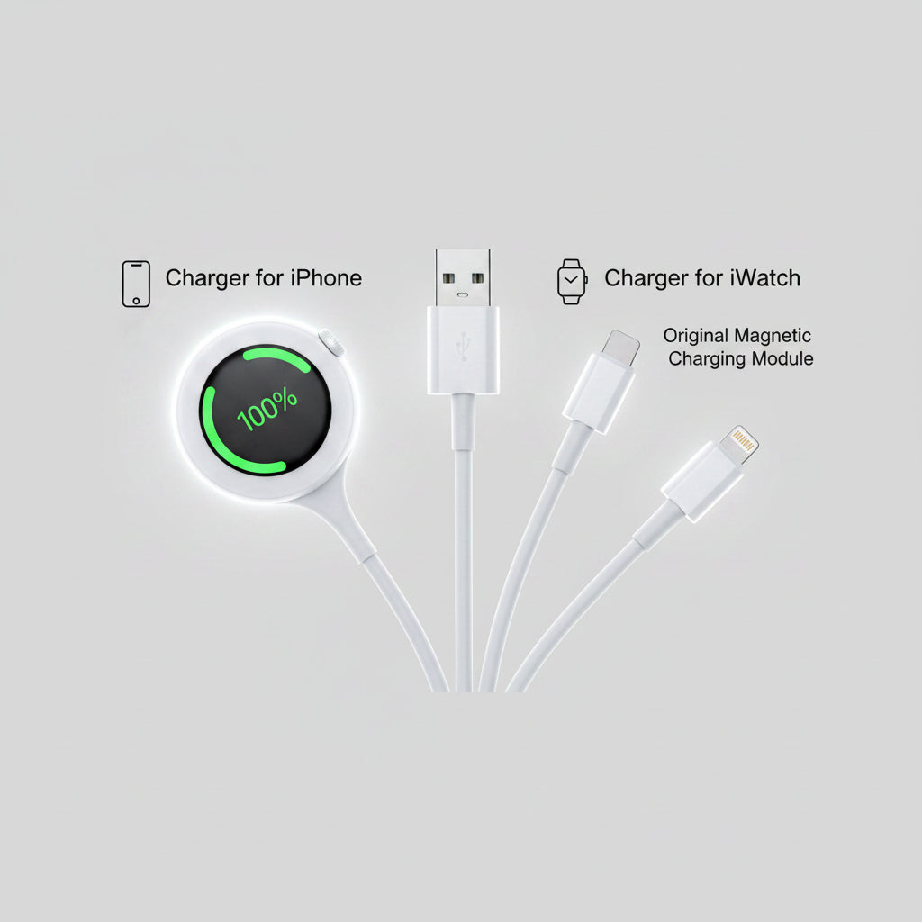 Câble Chargeur 3-en-1 Sans Fil – iPhone, Apple Watch et AirPods
