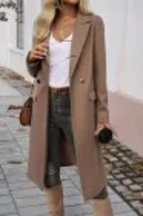 Manteau Long LUNELUX™ À Col Revers Boutonnage Simple – 4 Couleurs S à 2XL
