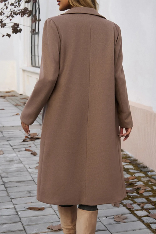 Manteau Long LUNELUX™ À Col Revers Boutonnage Simple – 4 Couleurs S à 2XL