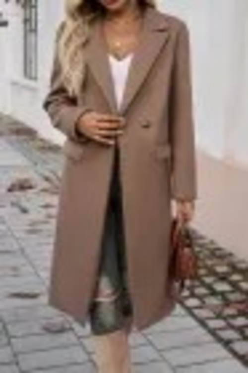 Manteau Long LUNELUX™ À Col Revers Boutonnage Simple – 4 Couleurs S à 2XL