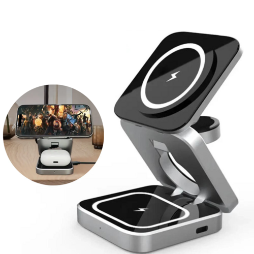 Foldable 3-in-1 Wireless Charging Phone Stand